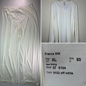 Hanro Franca Off White Women's Pajama Set - XL